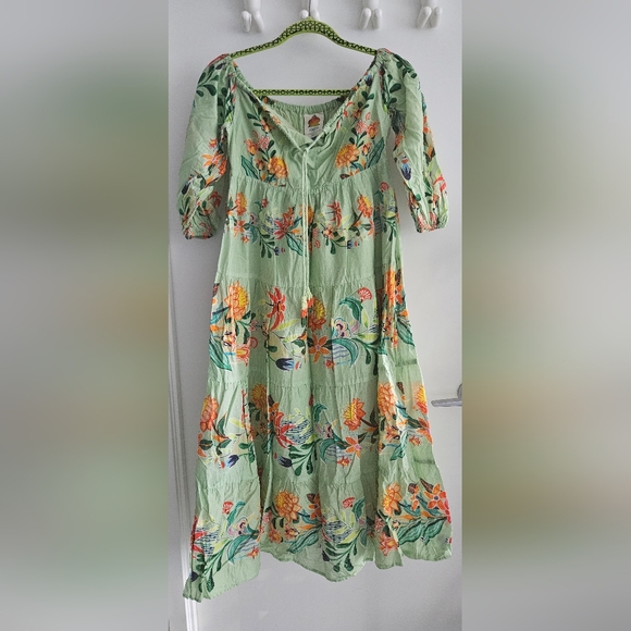 Farm Rio x Anthropologie Off-The-Shoulder Tiered Floral Midi Dress (XXS) - Picture 13 of 15